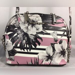 Steve Madden Floral Saffiano Faux Leather Chain Link Crossbody Bag
